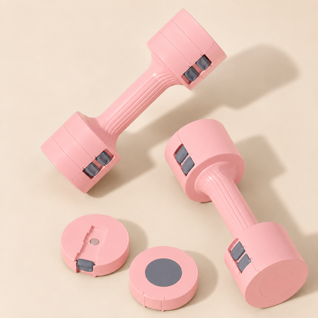 Adjustable pink dumbells image 1