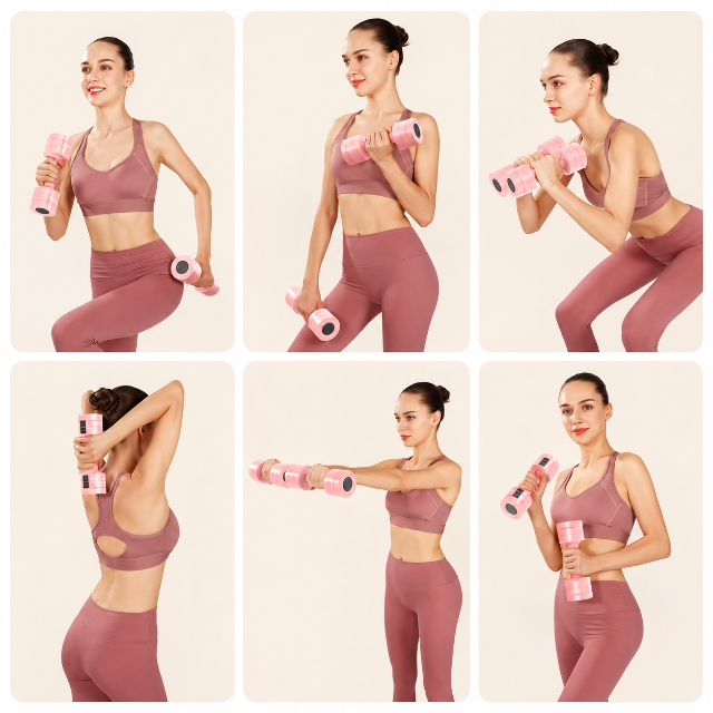 Adjustable pink dumbells image 3