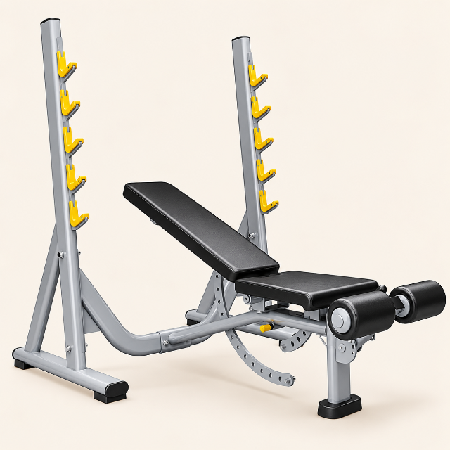 Adjustable Weight Bench with Barbell Rack image 1