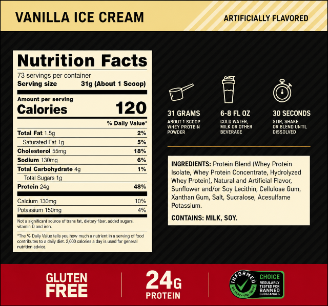 Optimum Nutrition Gold Standard 100% Whey Protein Powder image 2